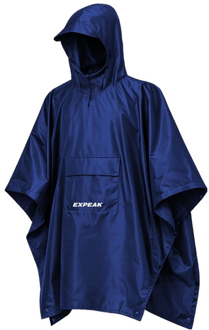 EXPEAK 登山斗篷式揹包客雨衣, 海軍藍, 1個