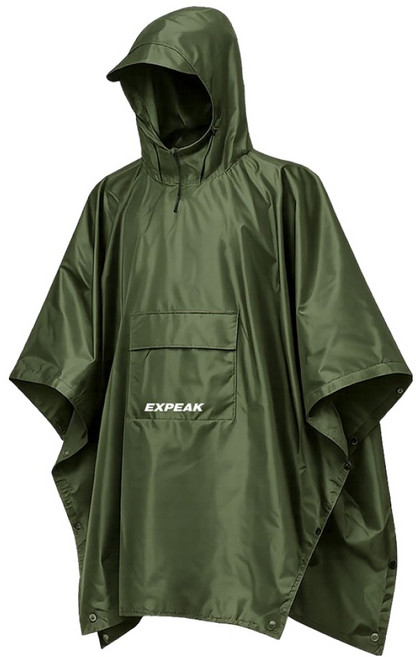 EXPEAK 登山斗篷式揹包客雨衣, 橄欖綠, 1個