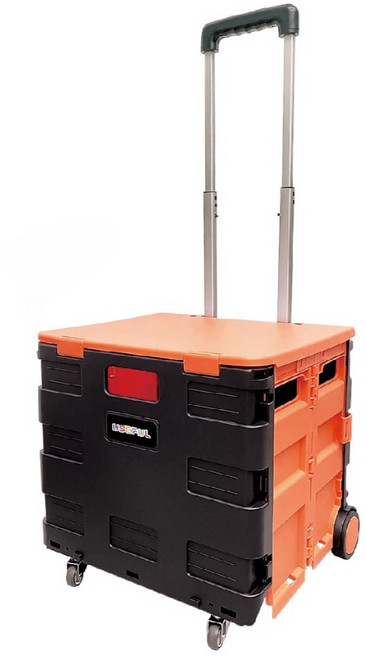 USEFUL 翻轉式上蓋折疊購物車 UL-CSC15 45L, 橘黑跳色, 1個