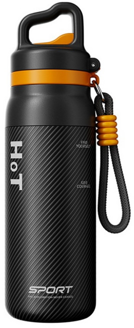 GER泰 一鍵速開運動保溫杯, 黑色, 1個, 550ml