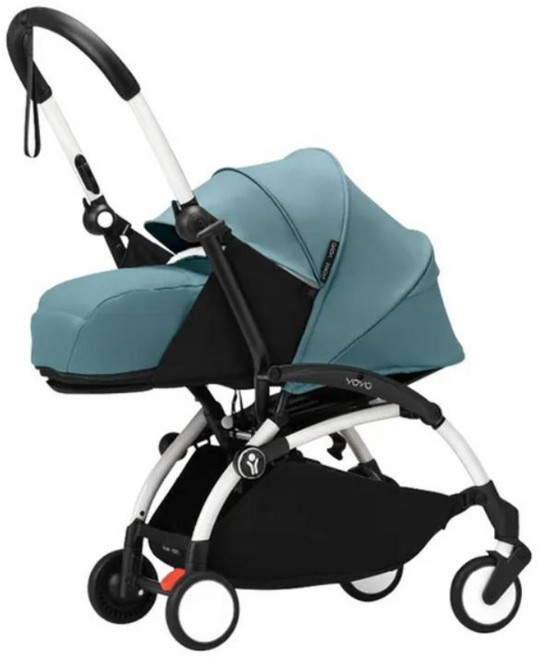 STOKKE YOYO 0+推車組合, 白車架 + 湖水藍