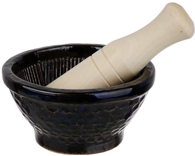plala 彩色版陶瓷研缽 鈷黑色 研杵, 1個