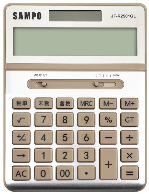 SAMPO 聲寶 12位元抬頭型太陽能稅率計算機 JF-R2501GL, 金色, 1個