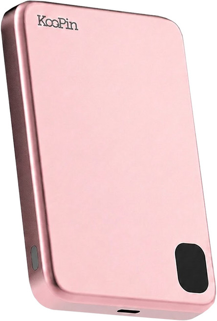 KooPin 鋁合金殼石墨烯銅導散熱 15W磁吸MagSafe三用快充行動電源, LT002, 粉色
