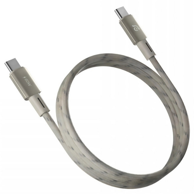 ADAM elements 亞果元素 MS100 USB-C-USB-C 60W 磁吸充電線, 鈦色, 1個, 100cm