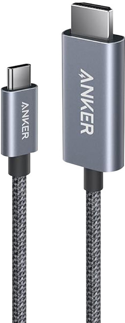ANKER Type-C-HDMI 2.0 4K 60Hz 編織傳輸線 A87E0, 1.8m, 黑色, 1個
