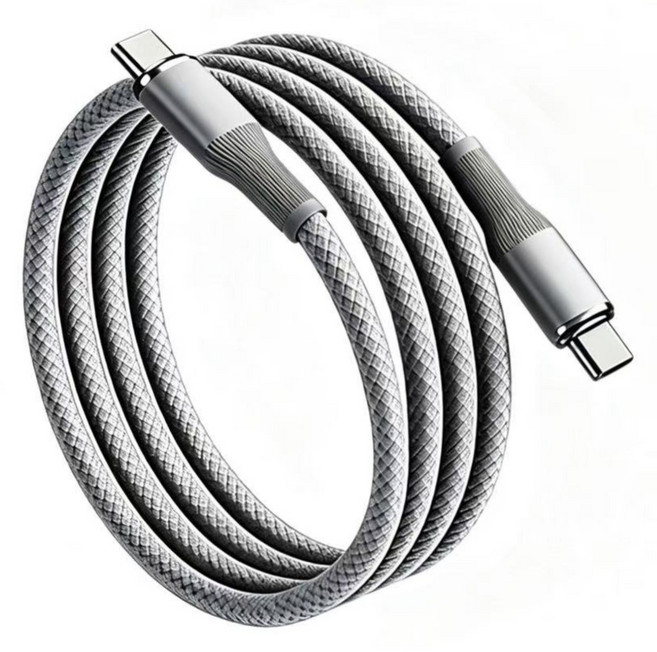 品屋 60W Type-C-Type-C超級快充鎢金編織傳輸線, 灰色, 1個, 2m