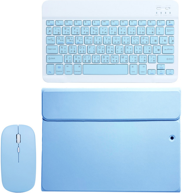 DTAudio 輕巧雙模保護套 + 無線鍵盤 + 無線滑鼠 適用iPad 第10代 iPad A16, 藍色, 1套, BKLP-11S1-B