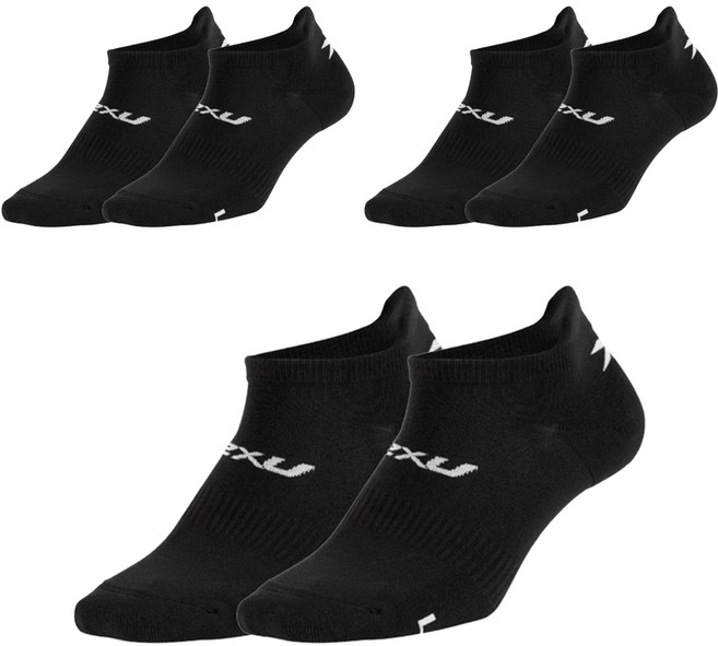 2XU Ankle Sock 3 Pack 緩衝防護吸濕快乾短襪3件組 UQ6551e-BLKWHT, 黑色, 1套