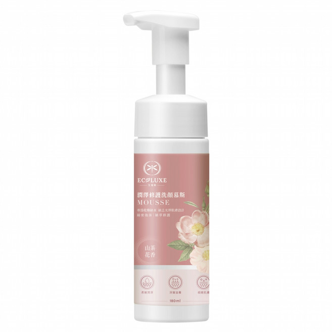 ECOLUXE 艾蔻斯 潤澤修護洗顏慕斯 山茶花香, 1個, 180ml