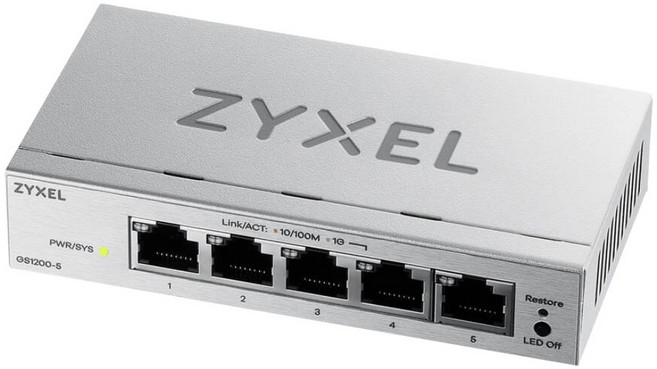 ZYXEL 網頁式管理型5埠Gigabit乙太網路交換器, 1個, GS1200-5v3