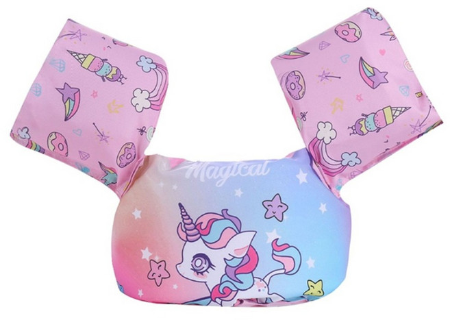 OMG 加厚環保兒童浮力泳衣 幼童連體救生背心, 七彩獨角獸