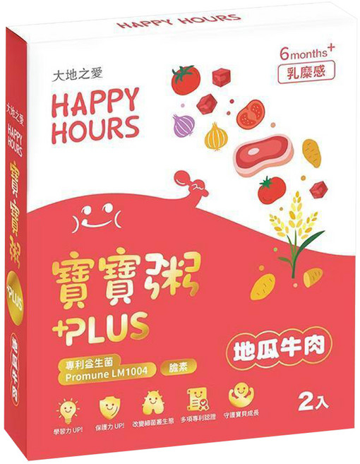 HAPPY HOURS 寶寶粥PLUS+ 地瓜牛肉, 300g, 1套