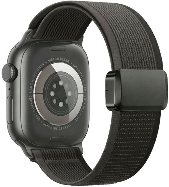 SUnORO SUNORO Apple Watch S11 46mm 運動透氣編織錶帶 磁吸回環式 強力磁吸快拆 可調節 黑灰色 1個