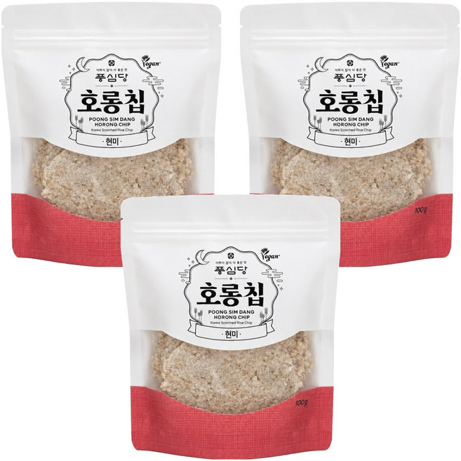 POONGSIMDANG 韓國產霍龍脆片糙米鍋巴餅乾, 100g, 3個