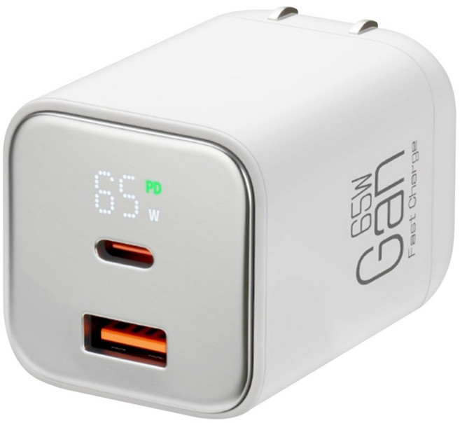 CYKE GaN氮化鎵雙孔PD快充 65W, 白色, 1個