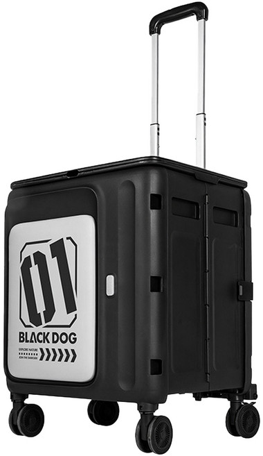BLACK DOG 黑狗 星回雙開門折疊推車/購物車 升級萬向輪 60L, 黑色, 1個