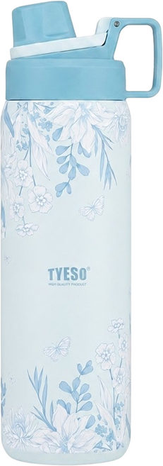 TYESO 泰碩 304不鏽鋼雙飲保溫瓶, 青瑯花譜, 1個, 900ml