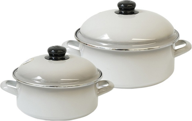 ELO 電磁爐琺瑯鍋具2件組, 灰色, 1套, 20cm + 24cm