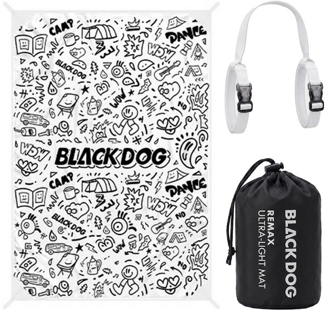 BLACK DOG 黑狗 戶外超輕野餐墊/地墊/防潮墊 附收納袋 + 收納繩, 皎月白