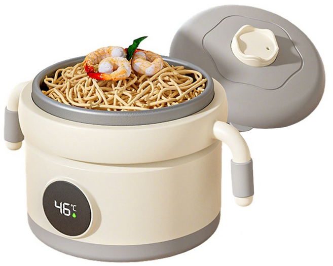 Kitchora 數位溫度顯示保溫碗 316不鏽鋼便當盒, 灰色, 1個