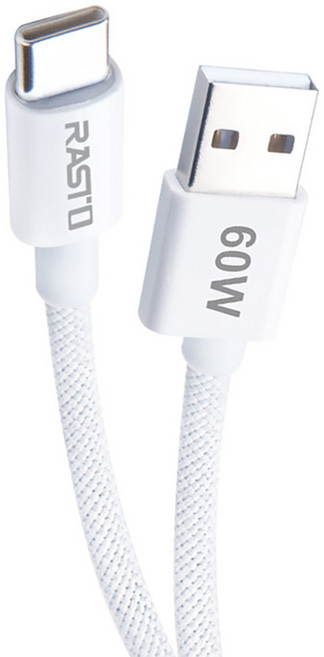 RASTO USB-A-Type-C 快充傳輸線 RX73 R-IPB077, 白色, 1個, 1.5m