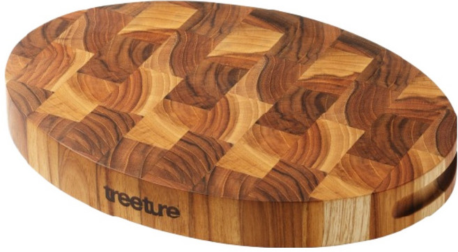 treeture 端紋柚木橢圓砧板, 棕色, 1個