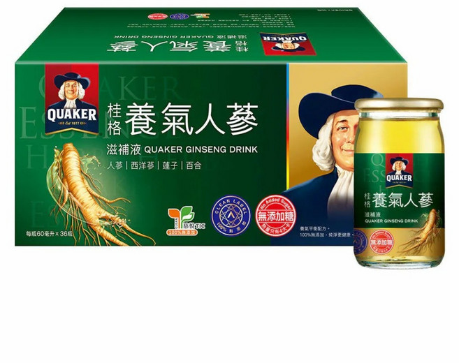 QUAKER 桂格 無糖養氣人蔘, 36個, 60ml