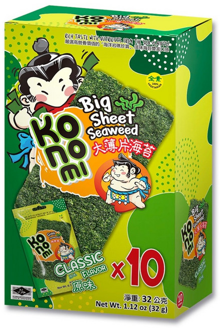 Konomi 相撲手 大薄片海苔原味分享盒, 32g, 1盒