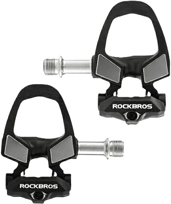ROCKBROS 洛克兄弟 極輕量碳纖踏板組 附扣片, 黑銀色, 1套