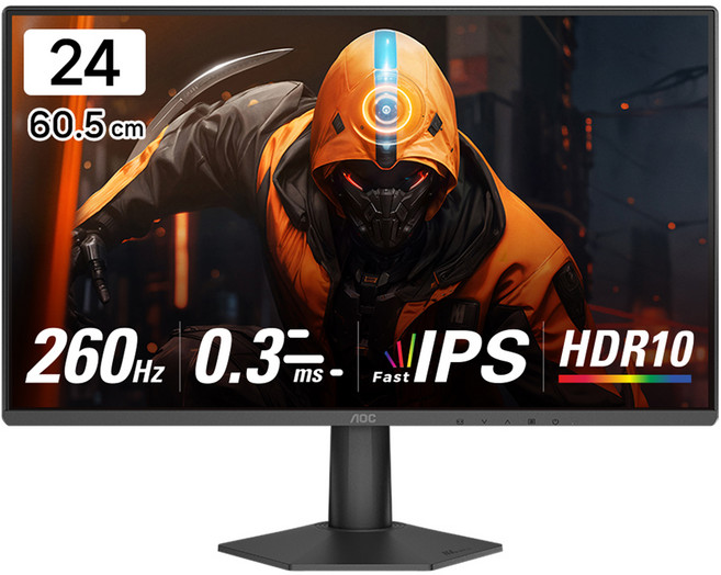 AOC FHD 24G50Z 電競 260 FAST IPS G-Sync Ai HDR 無亮點螢幕, 60.5cm