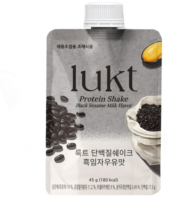 lukt 蛋白質奶昔 黑芝麻牛奶口味, 45g, 1盒