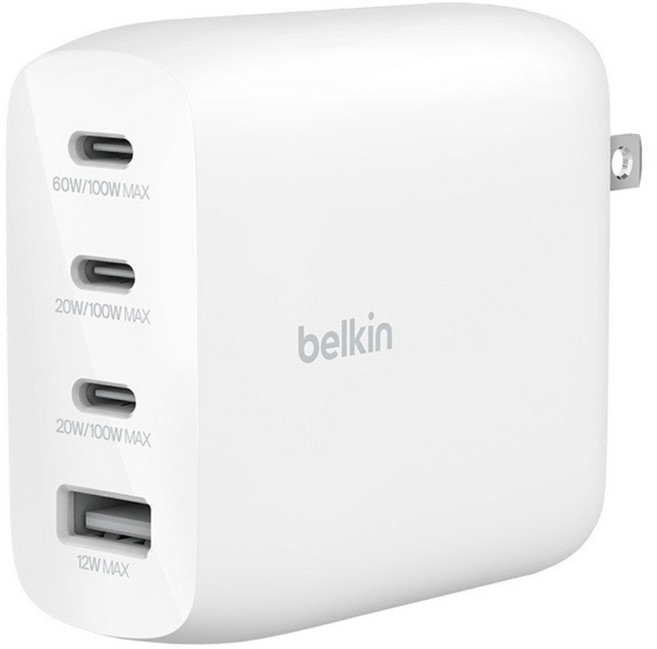 belkin 貝爾金 BoostCharge Pro 3C+1A 4孔 氮化鎵 112W 旅充 WCH017qc2MWH-B6, 白色, 1個