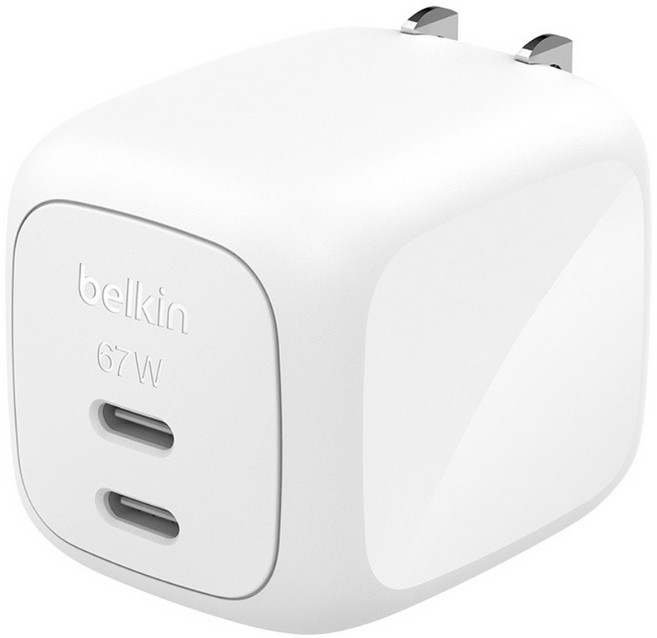 belkin 貝爾金 BoostCharge Pro 67W GaN 雙孔充電器 WCH020qcWH, 白色, 1個