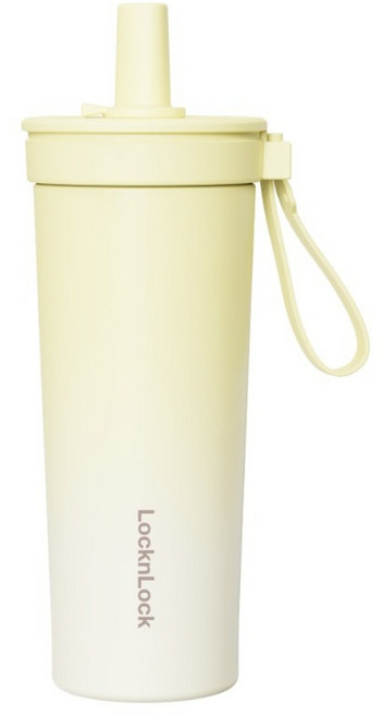 LocknLock 樂扣樂扣 嚼對FUN飲不鏽鋼吸管杯 LHC4341YEL, 鳳梨冰茶, 1個, 720ml