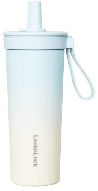 LocknLock 樂扣樂扣 嚼對FUN飲不鏽鋼吸管杯 LHC4341BLU, 湛藍氣泡, 1個, 720ml
