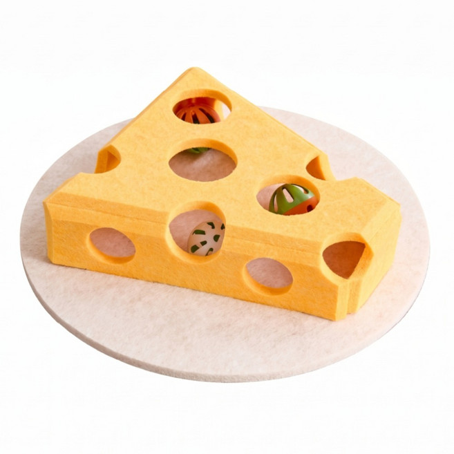 paipet 起司逗貓盒 附鈴鐺球, 黃色, 1個