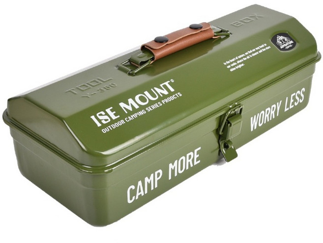 ISE MOUNT 小島嶼山 戶外鐵藝風工具箱/置物箱, 軍綠色, 1個