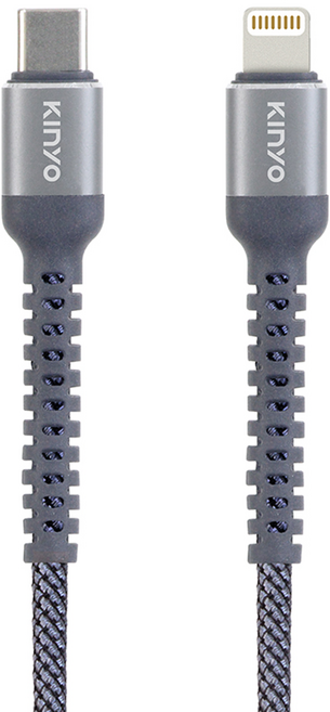 Kinyo 240W快充傳輸線線 Type-C to Lightning USB-NAC17, 灰色, 1個, 1.2m