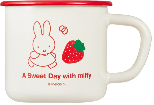 EJIRY Miffy 草莓琺瑯馬克杯 400ml, 紅色, 1個