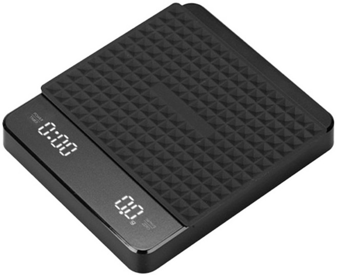 Qore 高精準料理秤 LED計時咖啡電子秤, 黑色, SY4878-BK, 3kg