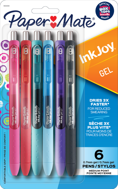 Paper Mate InkJoy 凝膠筆 0.7mm 6色, 混和顏色, 1套