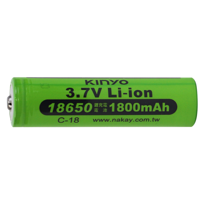 Kinyo 18650鋰電池 1800mAh C-18, 1個, 1個裝