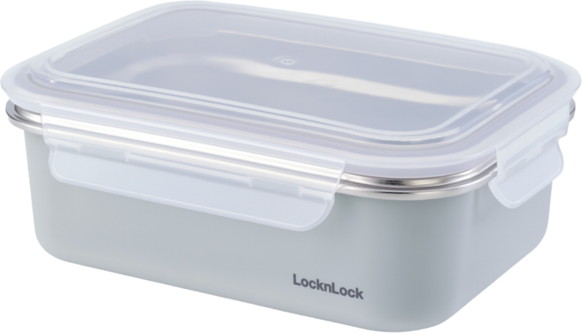 LocknLock 樂扣樂扣 可微波玩美Match不鏽鋼隔熱便當盒 LST577GRY 1200ml 芝麻灰, 1個, 不鏽鋼盒身 + 上蓋