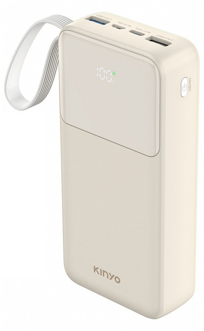 Kinyo 20000mAh 微儲能自帶線行動電源 NBP436, 奶油色, NBP-436