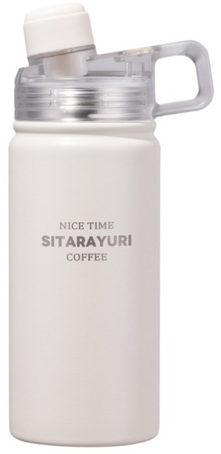 Sitarayuri 304不鏽鋼提把磁吸雙飲保溫瓶, 白色, 1個, 500ml