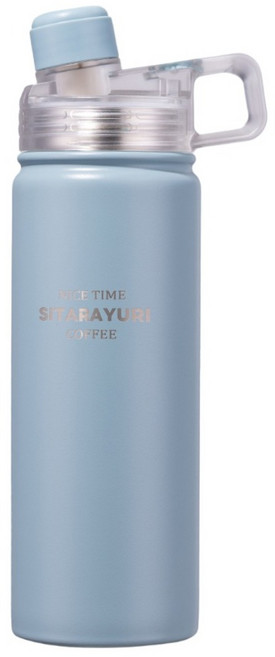 Sitarayuri 304不鏽鋼提把磁吸雙飲保溫瓶, 藍色, 1個, 600ml