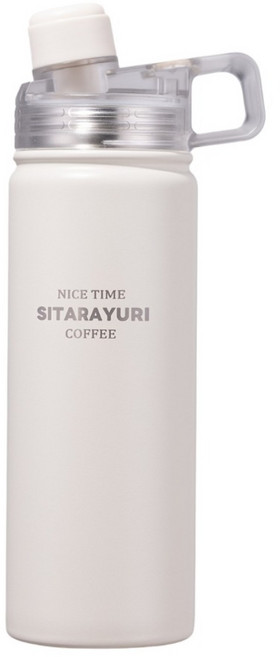 Sitarayuri 304不鏽鋼提把磁吸雙飲保溫瓶, 白色, 1個, 600ml