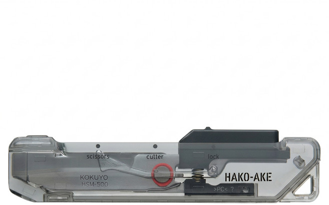 KOKUYO 國譽 Hako-ake 透明款 2Way 攜帶式剪刀 HSM-500TM-D, 黑色, 1個