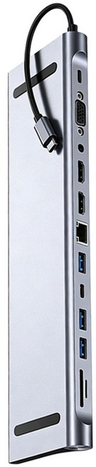 Seekis 12合1 多功能HUB集線器 筆電底座款, 銀色, 1個